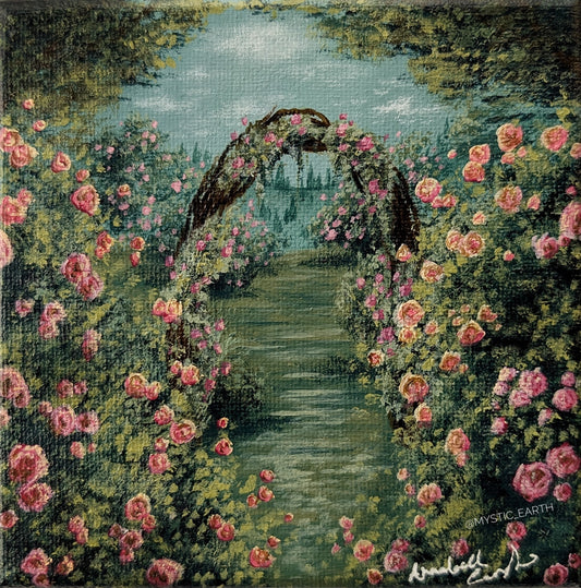 Into the Rose Garden Painting (5"x5")