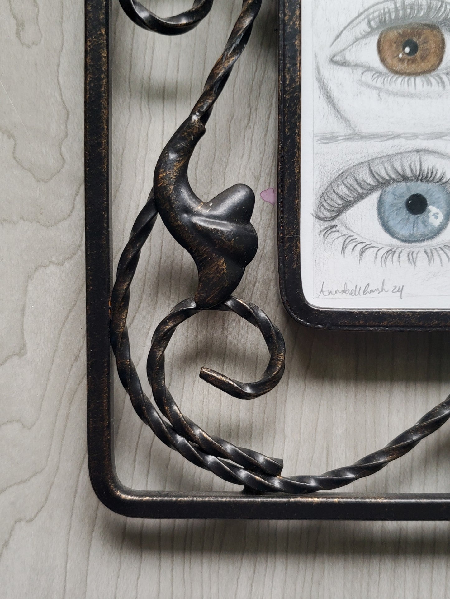 Eyes Drawing in Vintage Frame