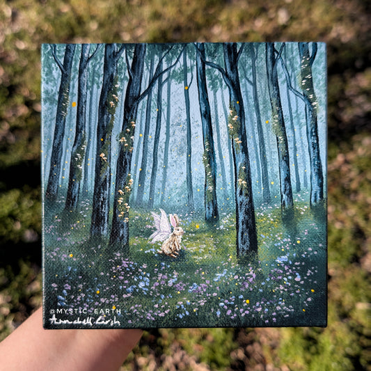 The Fairy Bunny 6"x6" Painting