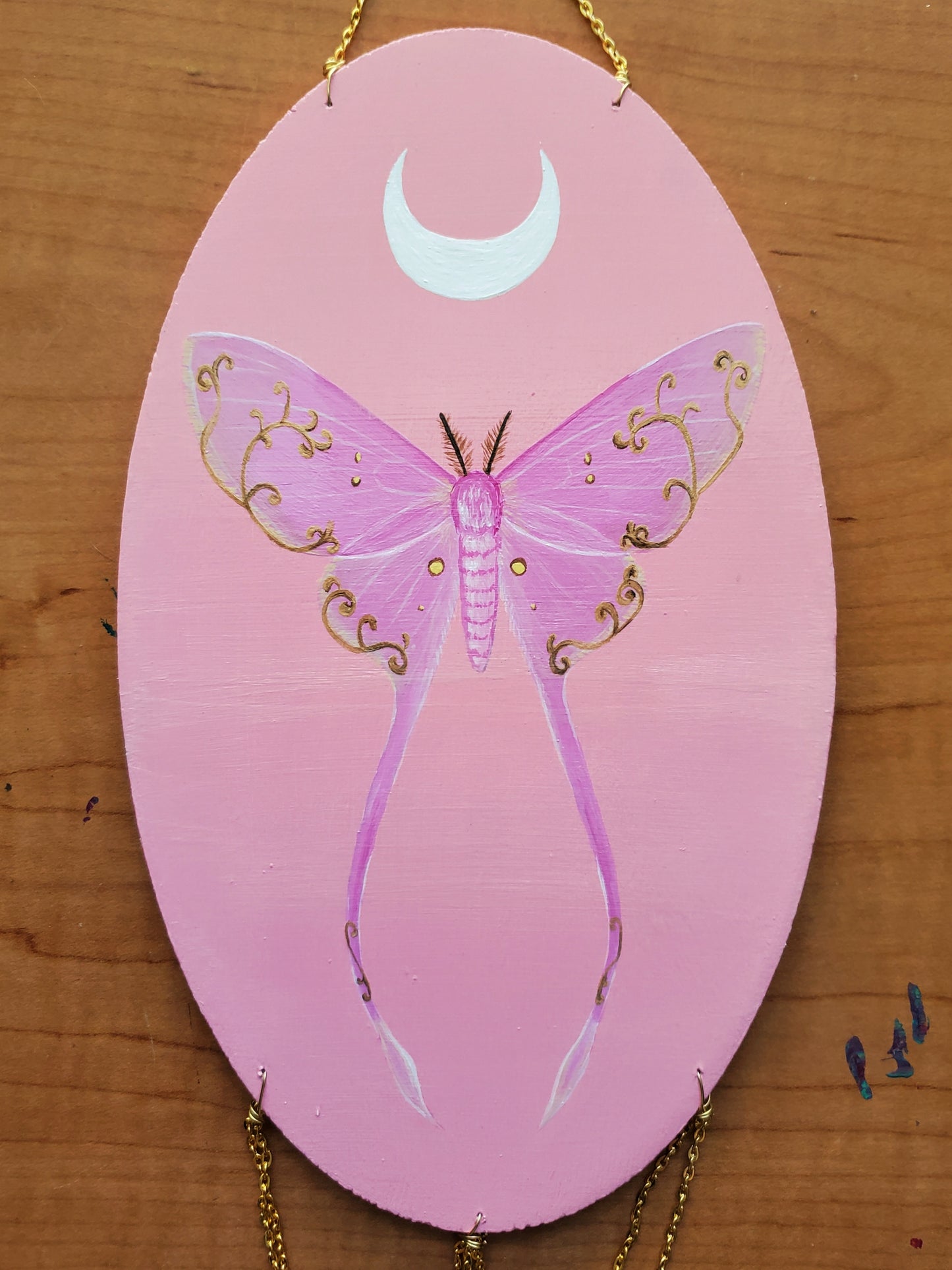 Coquette Pink Silk Moth Painting