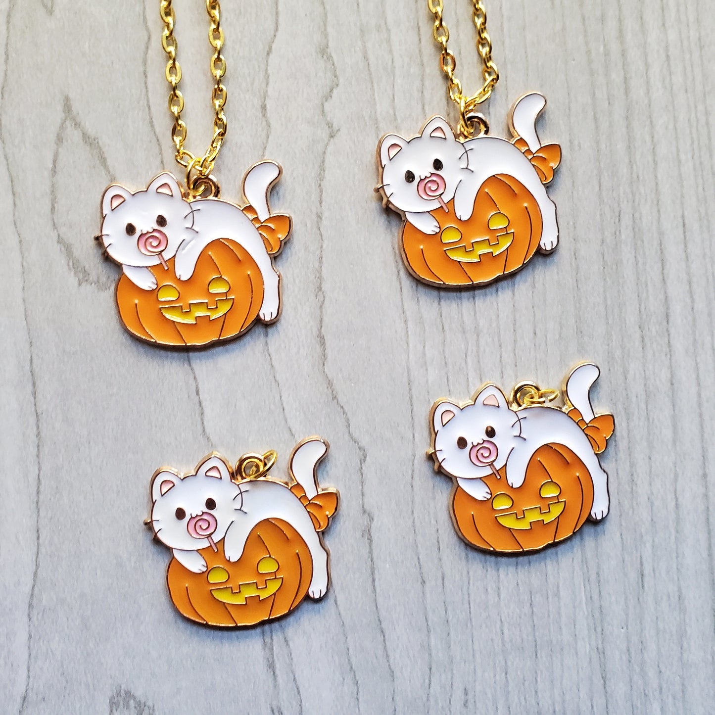 White Kitty Pumpkin Necklaces