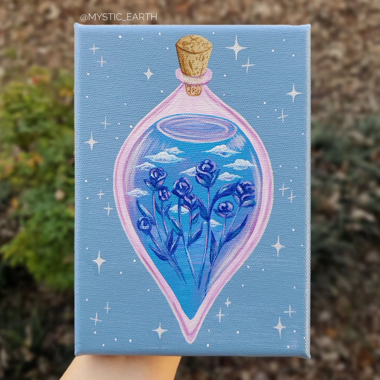 Blue Rose Potion Bottle Painting