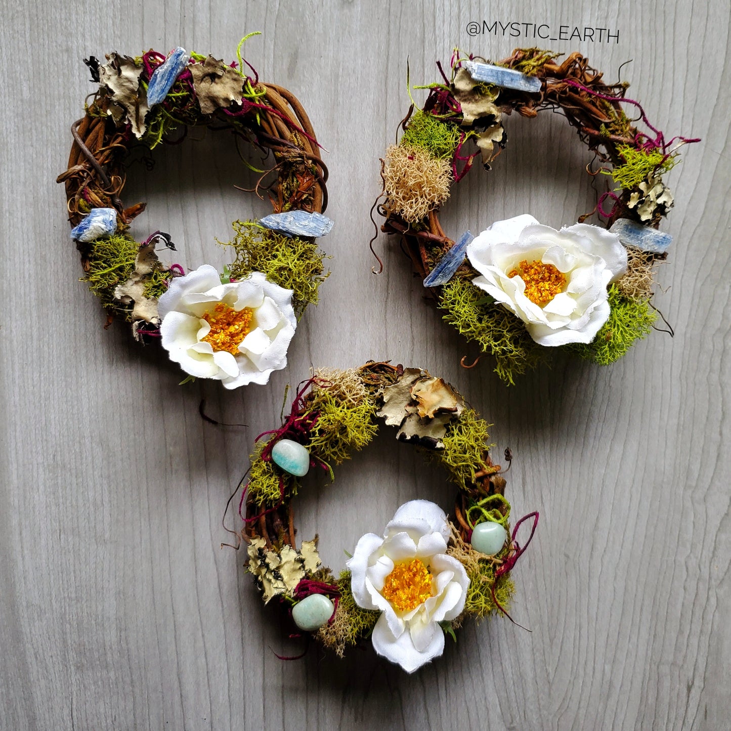 White Floral Crystal Wreaths - Car Mirror or Wall Hanging