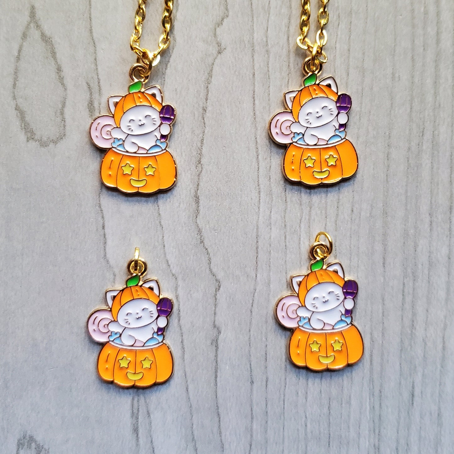 Pumpkin Hat Kitty Necklaces
