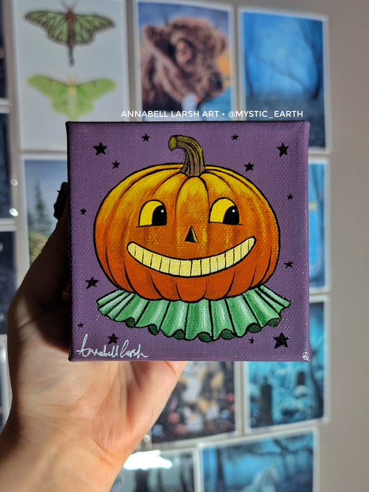 Vintage Halloween Pumpkin 4" Painting 35/50