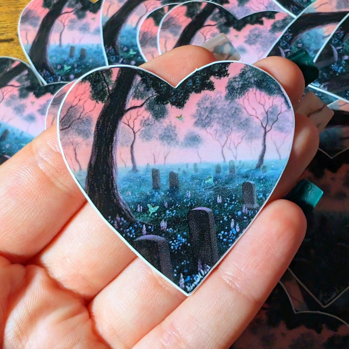 Pack of 25: 2" Pink Luna Moth Cemetery Stickers