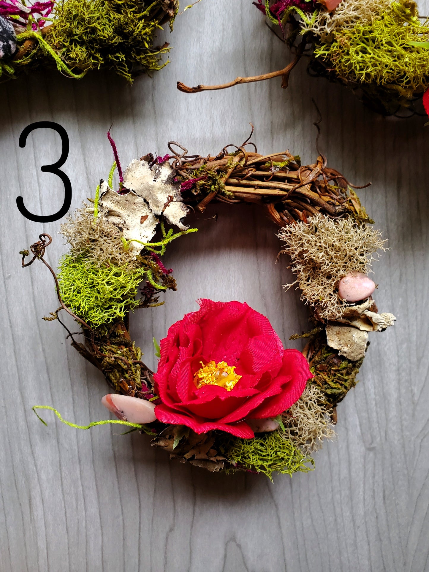Red Floral Crystal Wreaths - Car Mirror or Wall Hanging