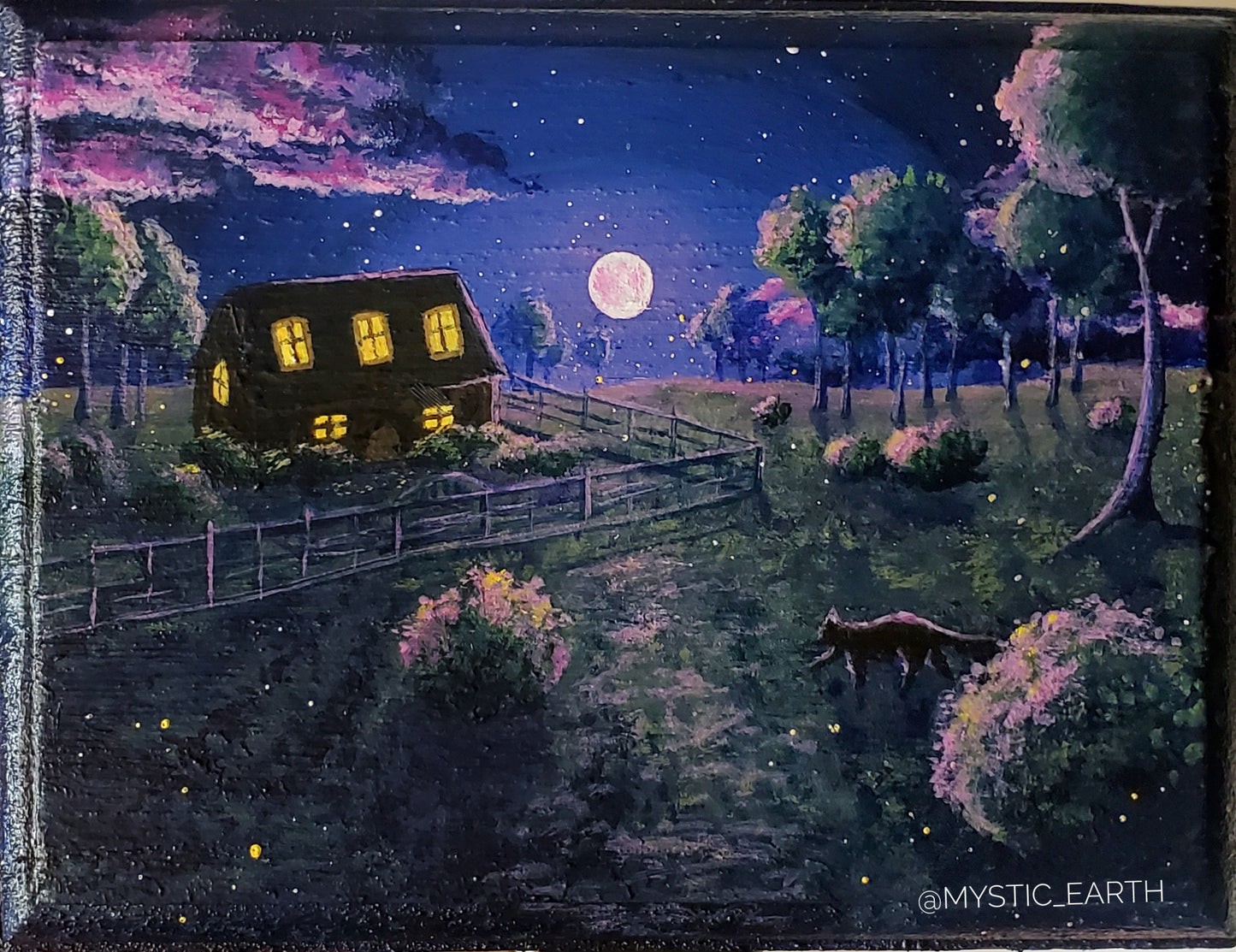 Kitty Farmhouse Wood Trinket Box