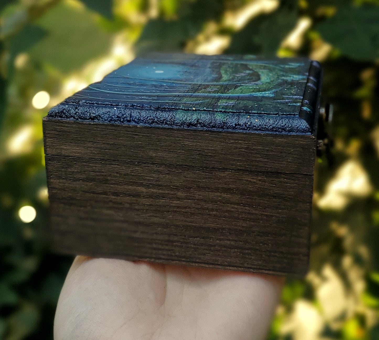 Glowing Firefly Forest Wood Trinket Box