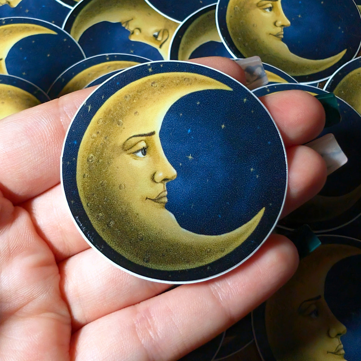Pack of 25: 2" 90s Celestial Witchy Crescent Moon Stickers