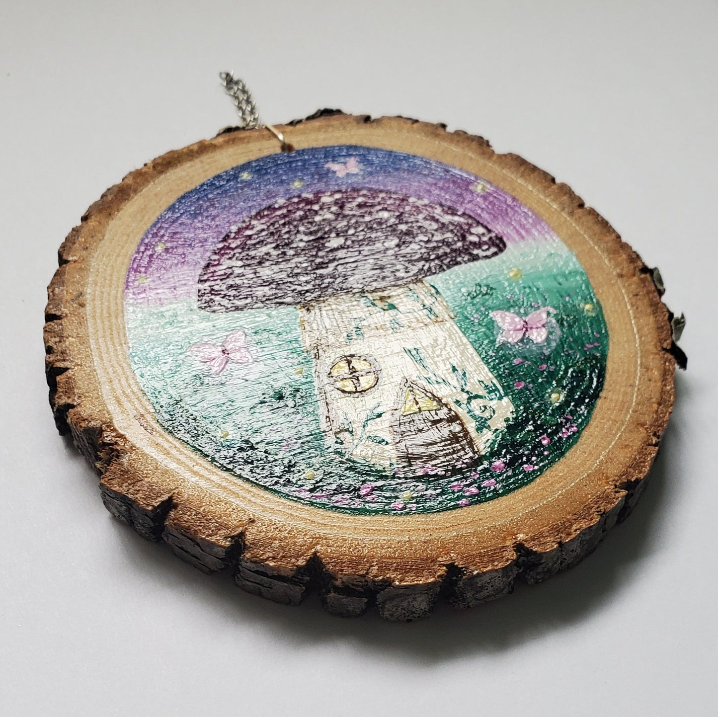 Amanita Mushroom Cottage Painting on Wood