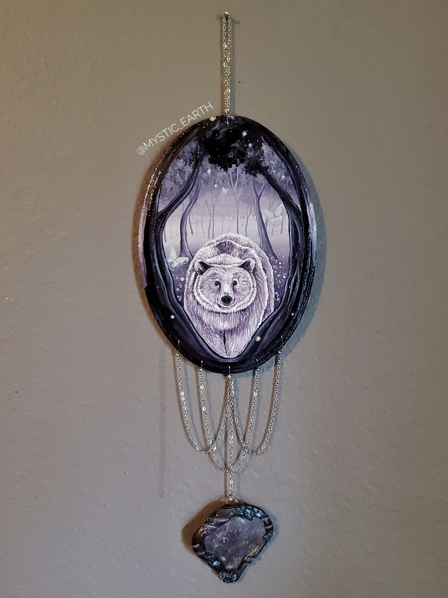 Bear Painting with Lepidolite Crystal