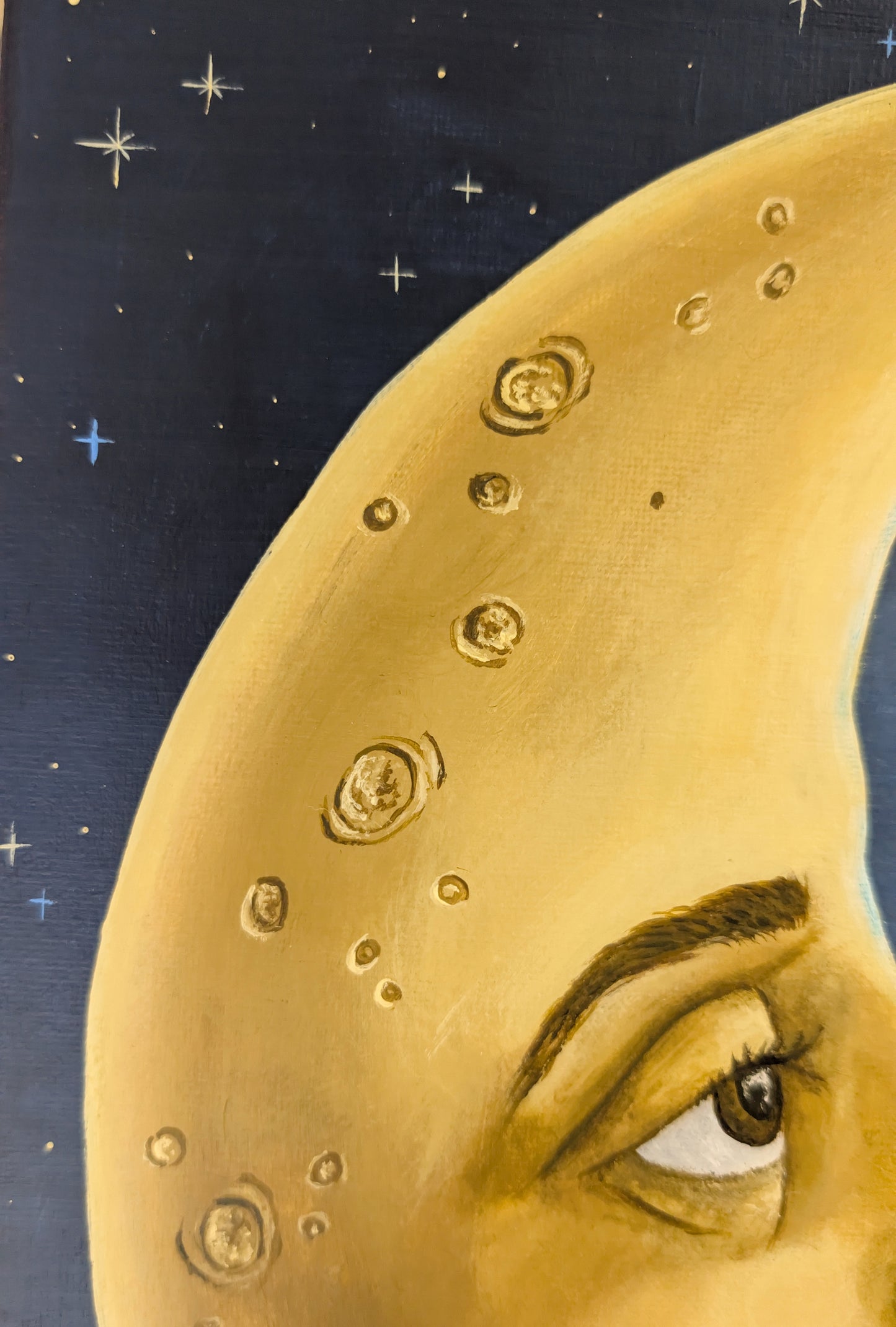 The Cat on the Moon 12"x12" Painting