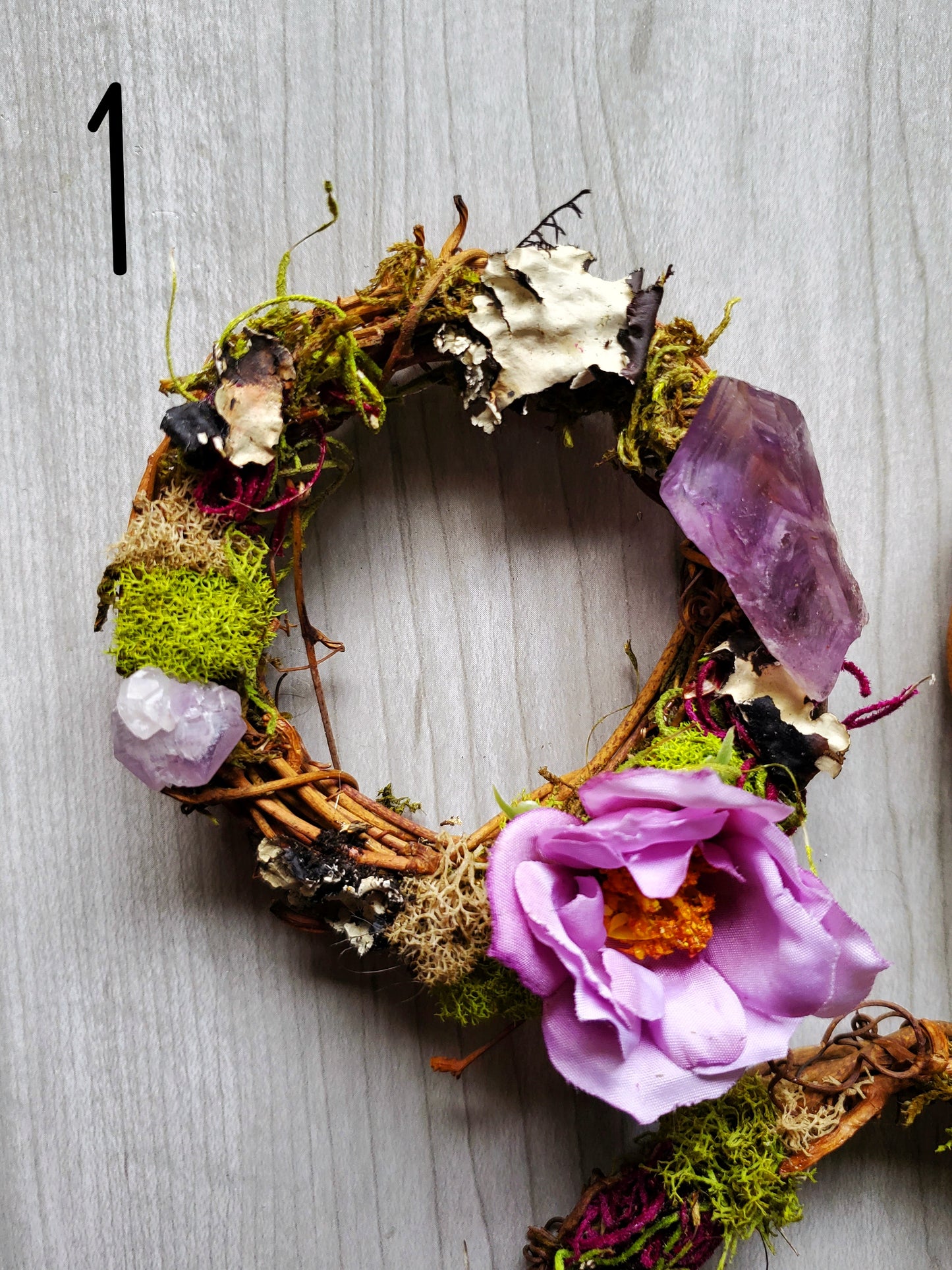 Purple Floral Crystal Wreaths - Car Mirror or Wall Hanging