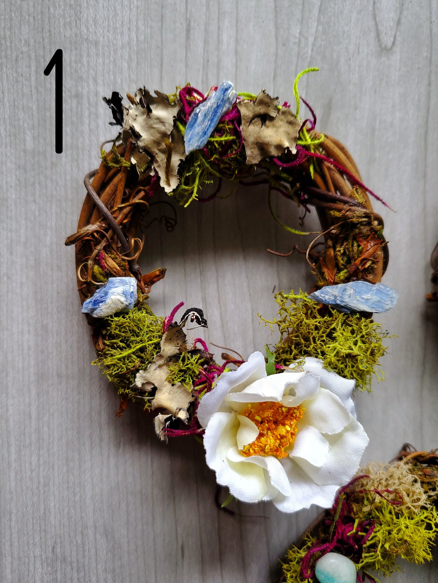 White Floral Crystal Wreaths - Car Mirror or Wall Hanging
