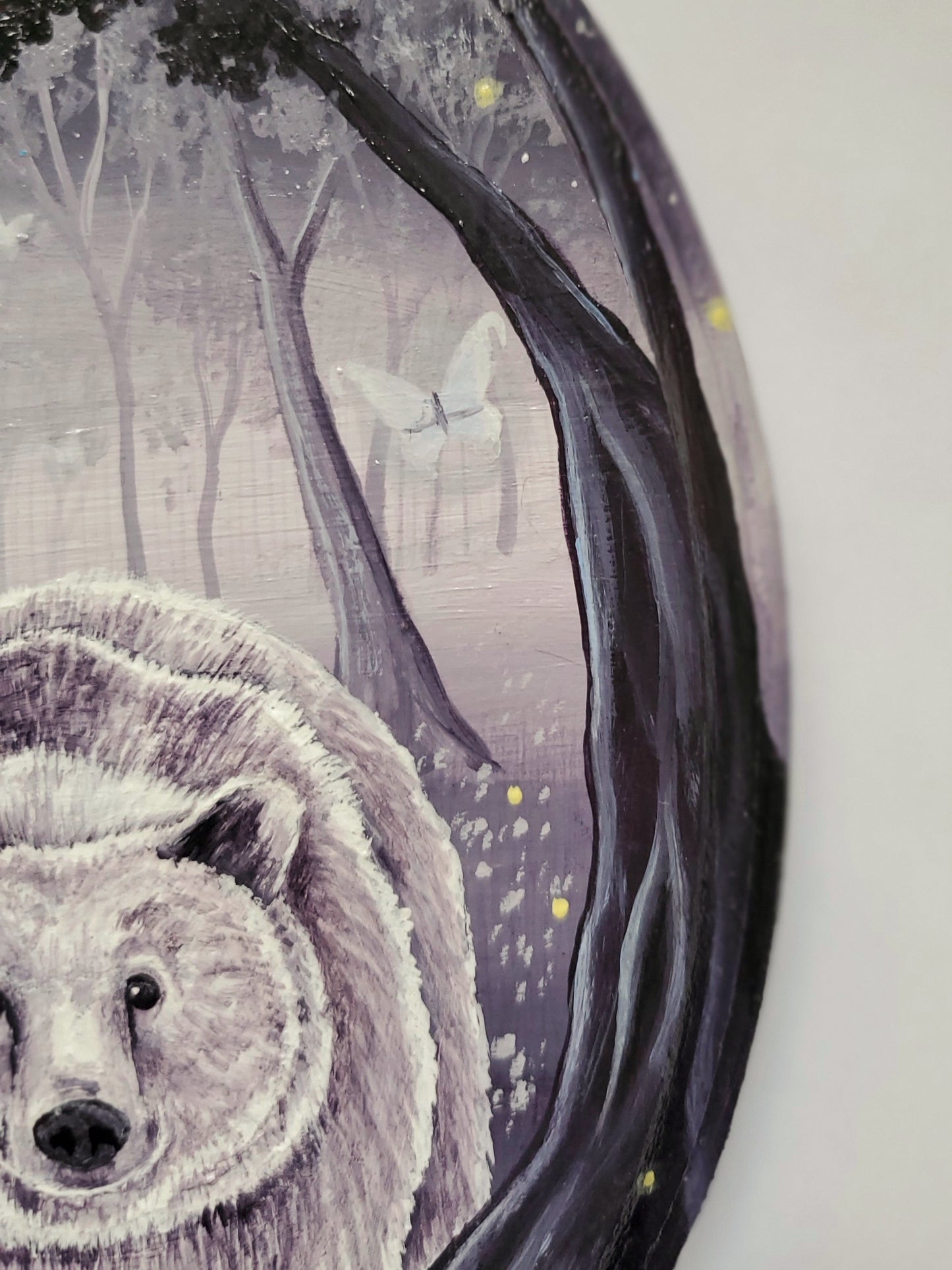 Bear Painting with Lepidolite Crystal