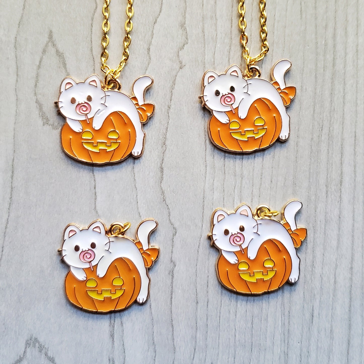 White Kitty Pumpkin Necklaces