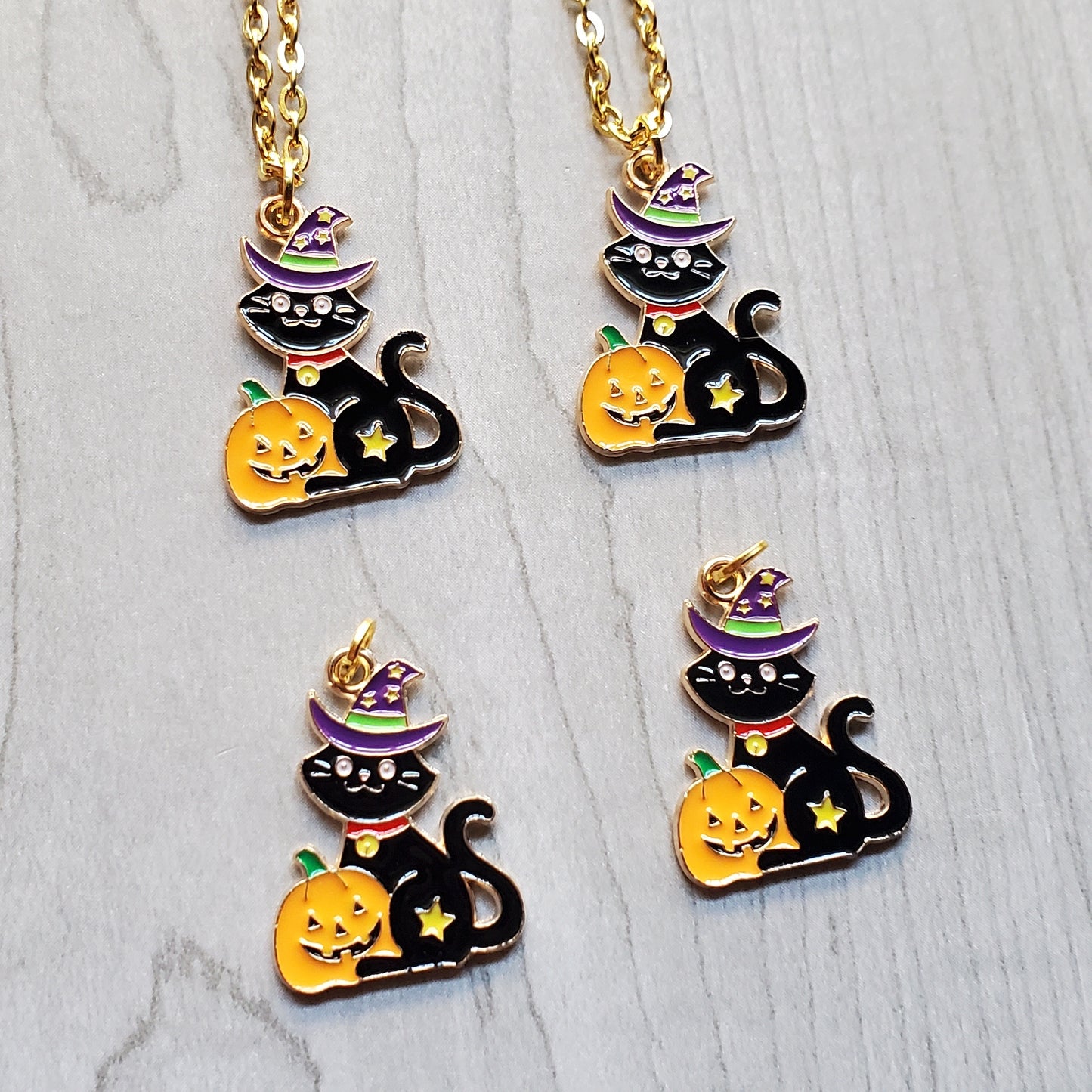 Black Witch Kitty Necklaces