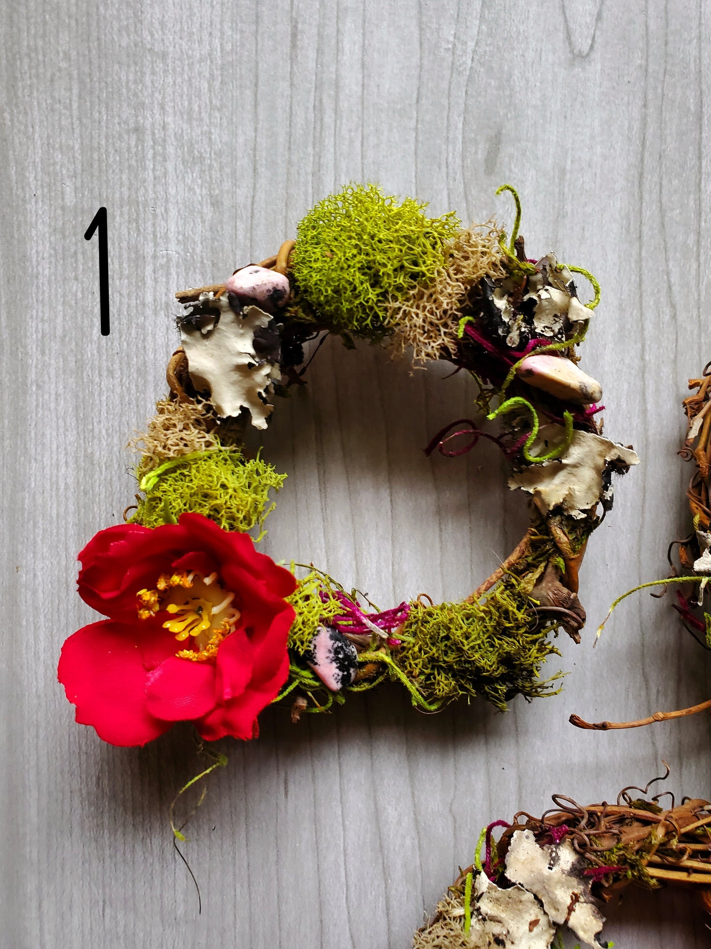 Red Floral Crystal Wreaths - Car Mirror or Wall Hanging