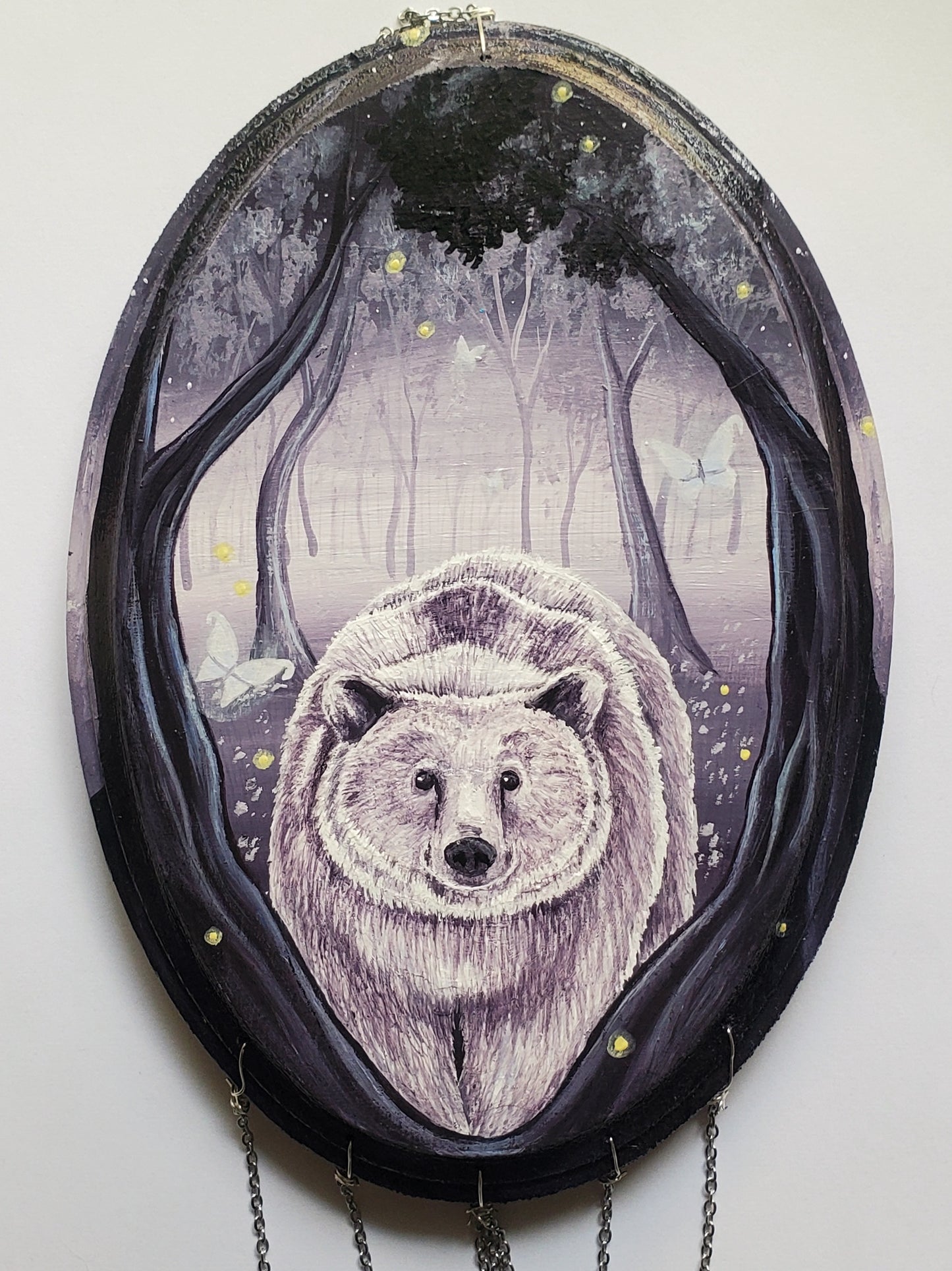 Bear Painting with Lepidolite Crystal