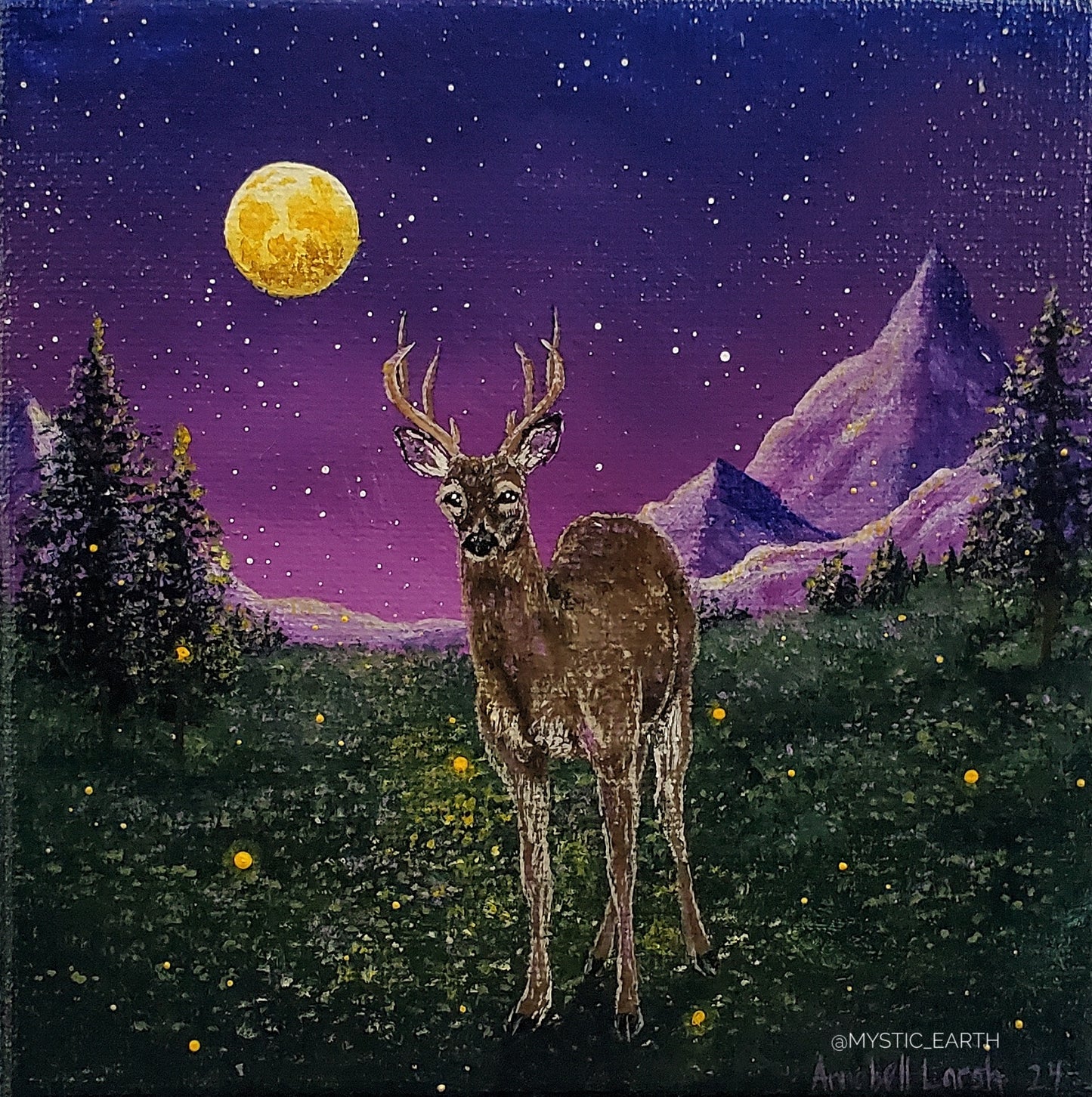 White Tailed Deer Painting (5"x5")