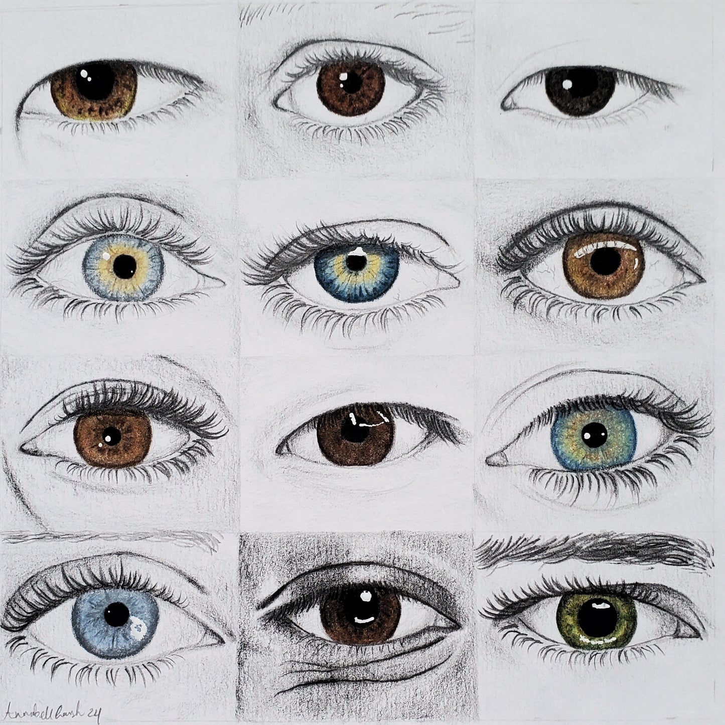Eyes Drawing in Vintage Frame
