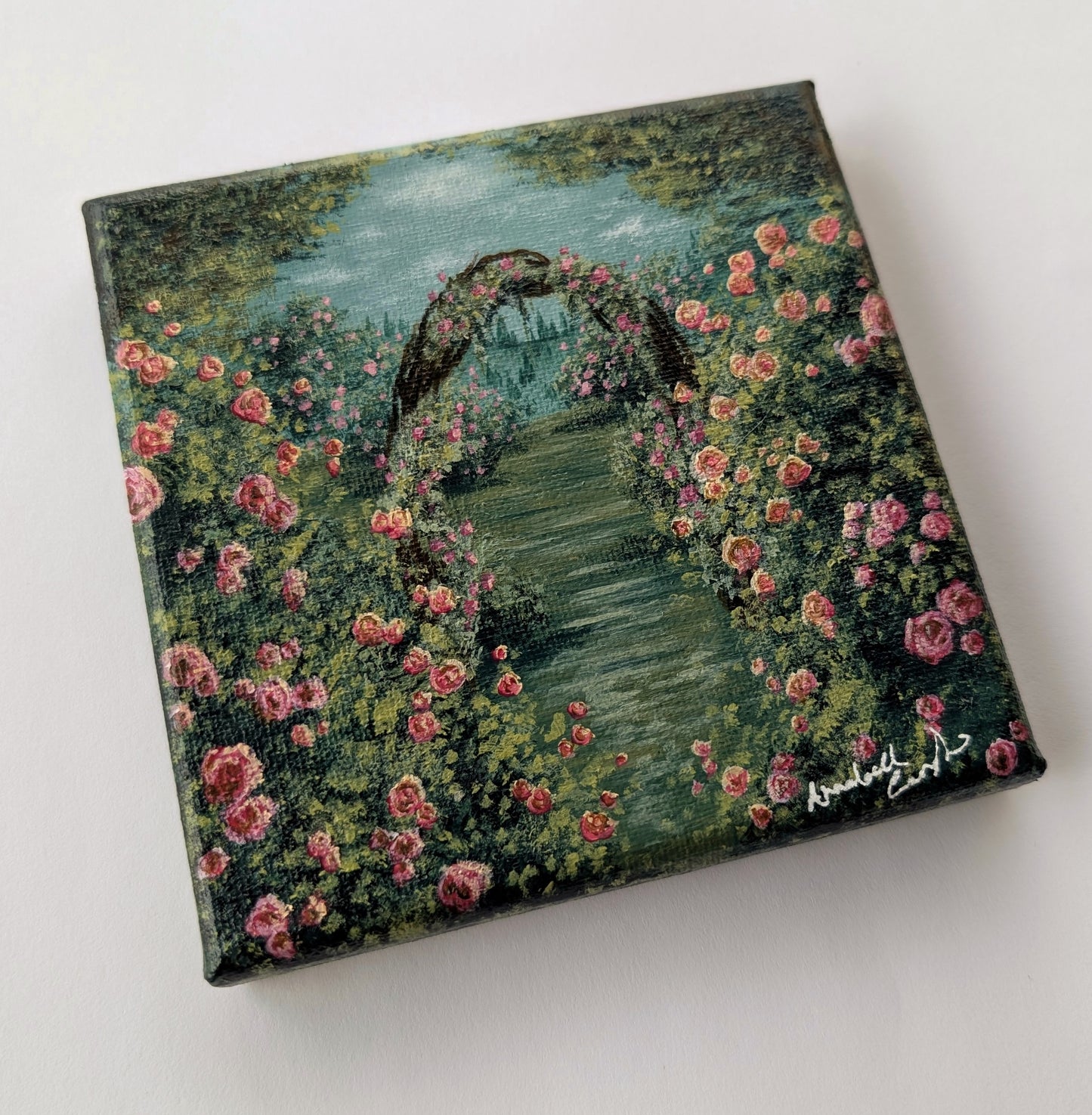 Into the Rose Garden Painting (5"x5")
