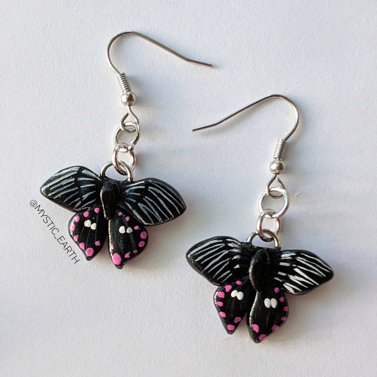 Pink Spotted Swallowtail Butterfly Earrings
