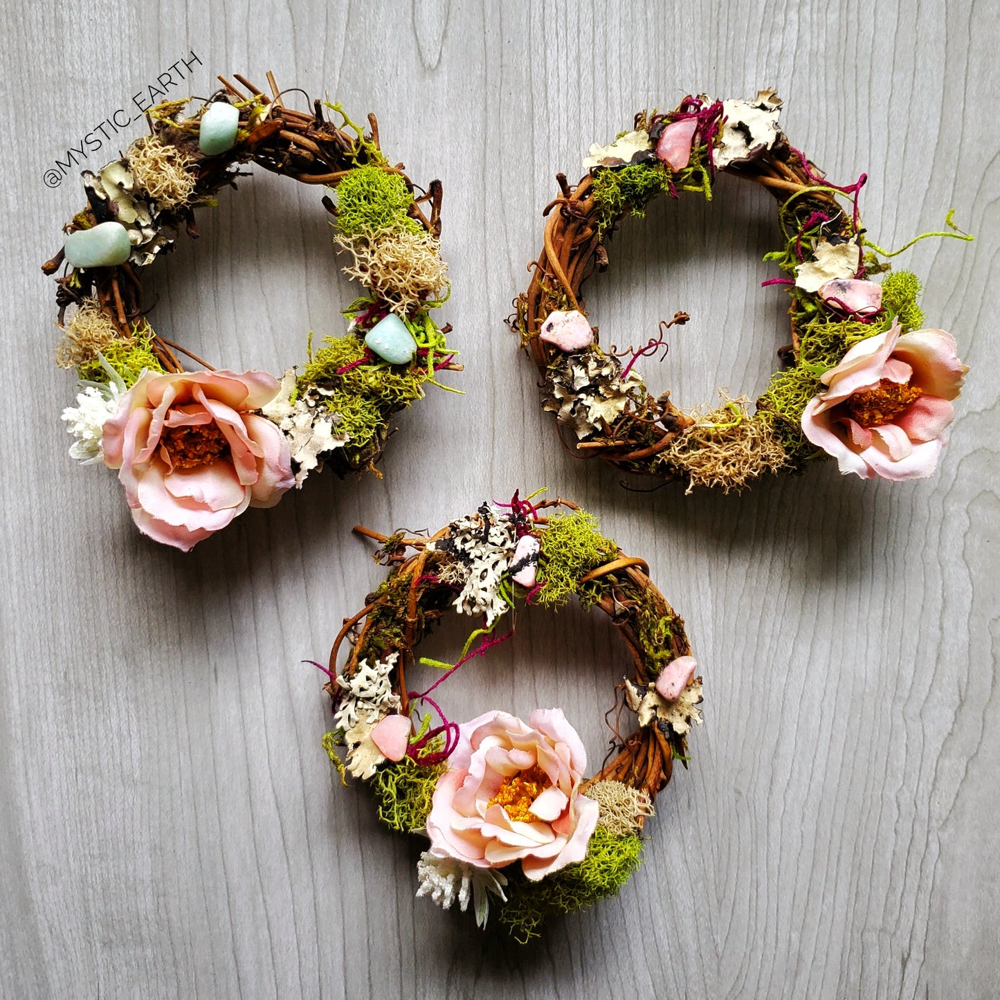 Pink Floral Crystal Wreaths - Car Mirror or Wall Hanging