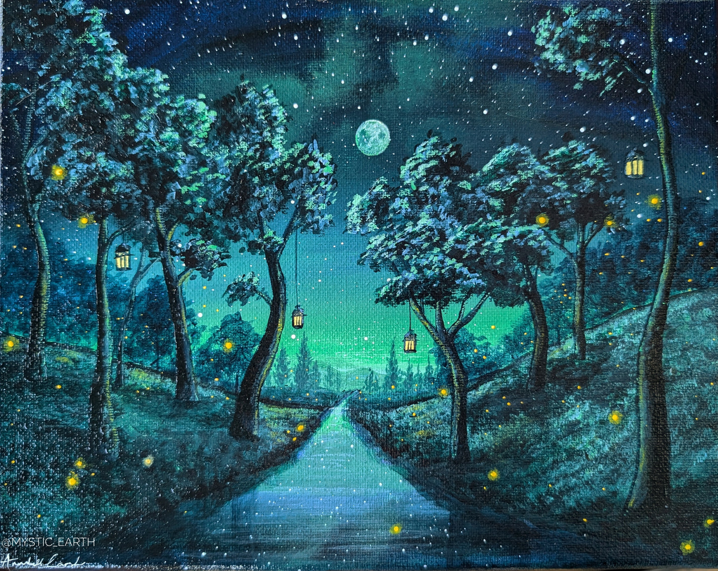 Forest of Lanterns Painting (8" x 10")