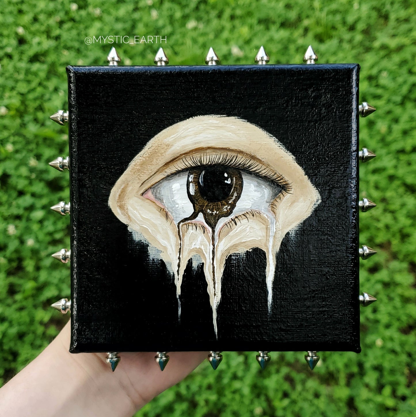 Studded Melting Brown Eye Painting on Canvas (2)