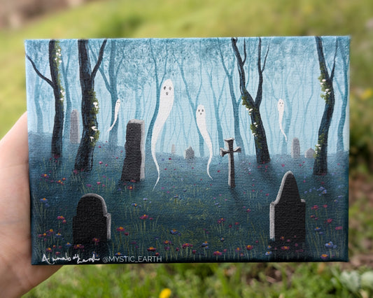 Ghost Cemetery Painting 5"x7" (#1)