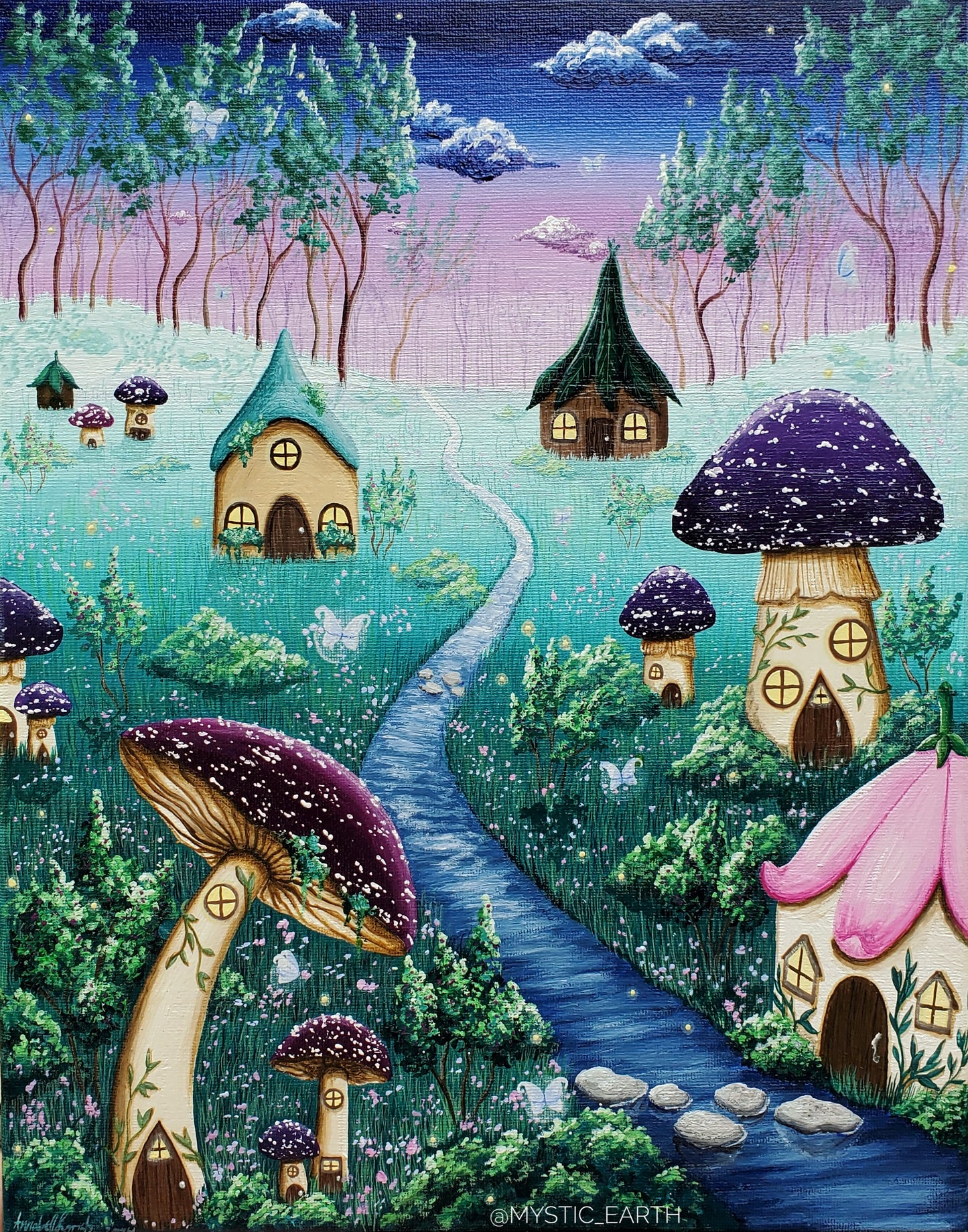 Fairy Village Painting (11"x14")