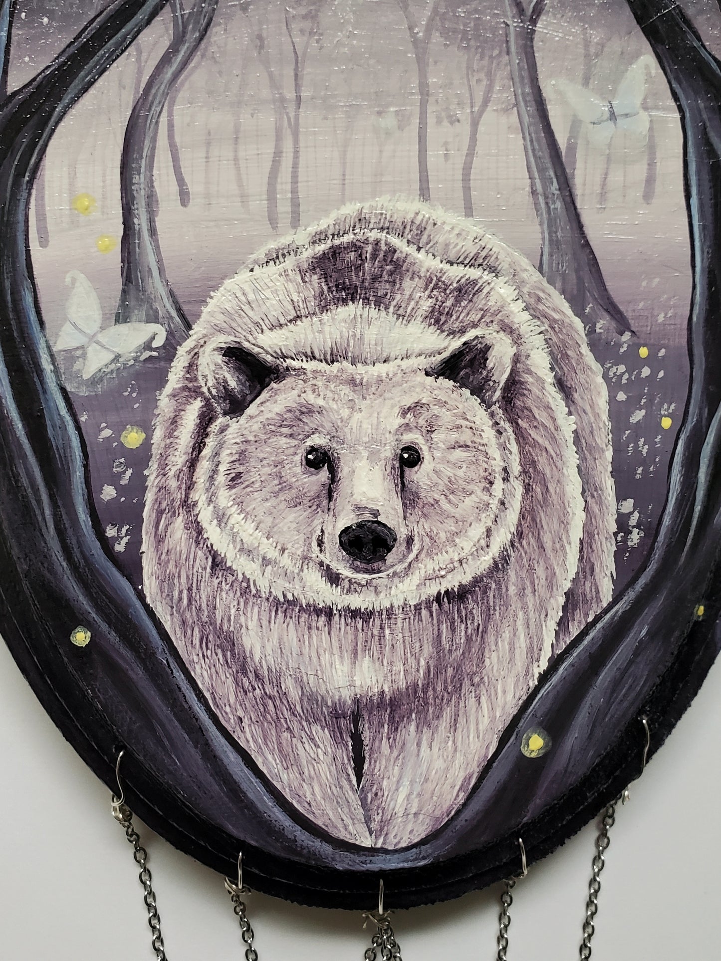 Bear Painting with Lepidolite Crystal
