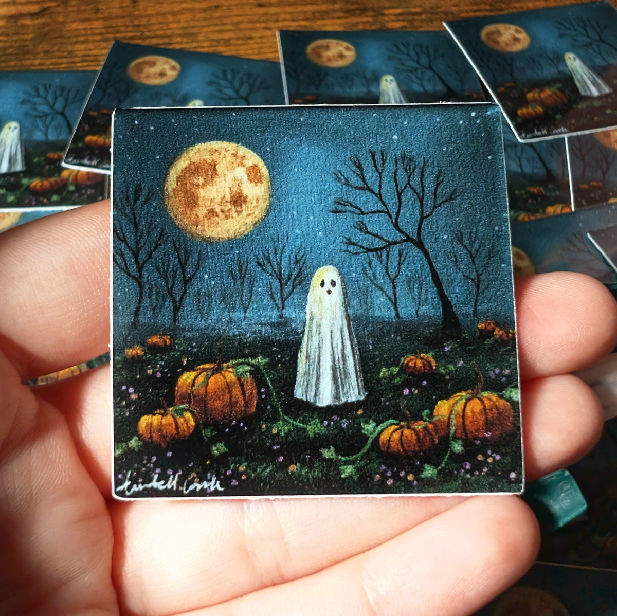 Pack of 25: 2" Fall Halloween Ghost in the Pumpkin Patch Stickers