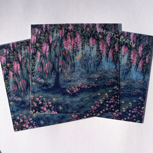 Flowers in the Willow Trees Stickers 2.5"