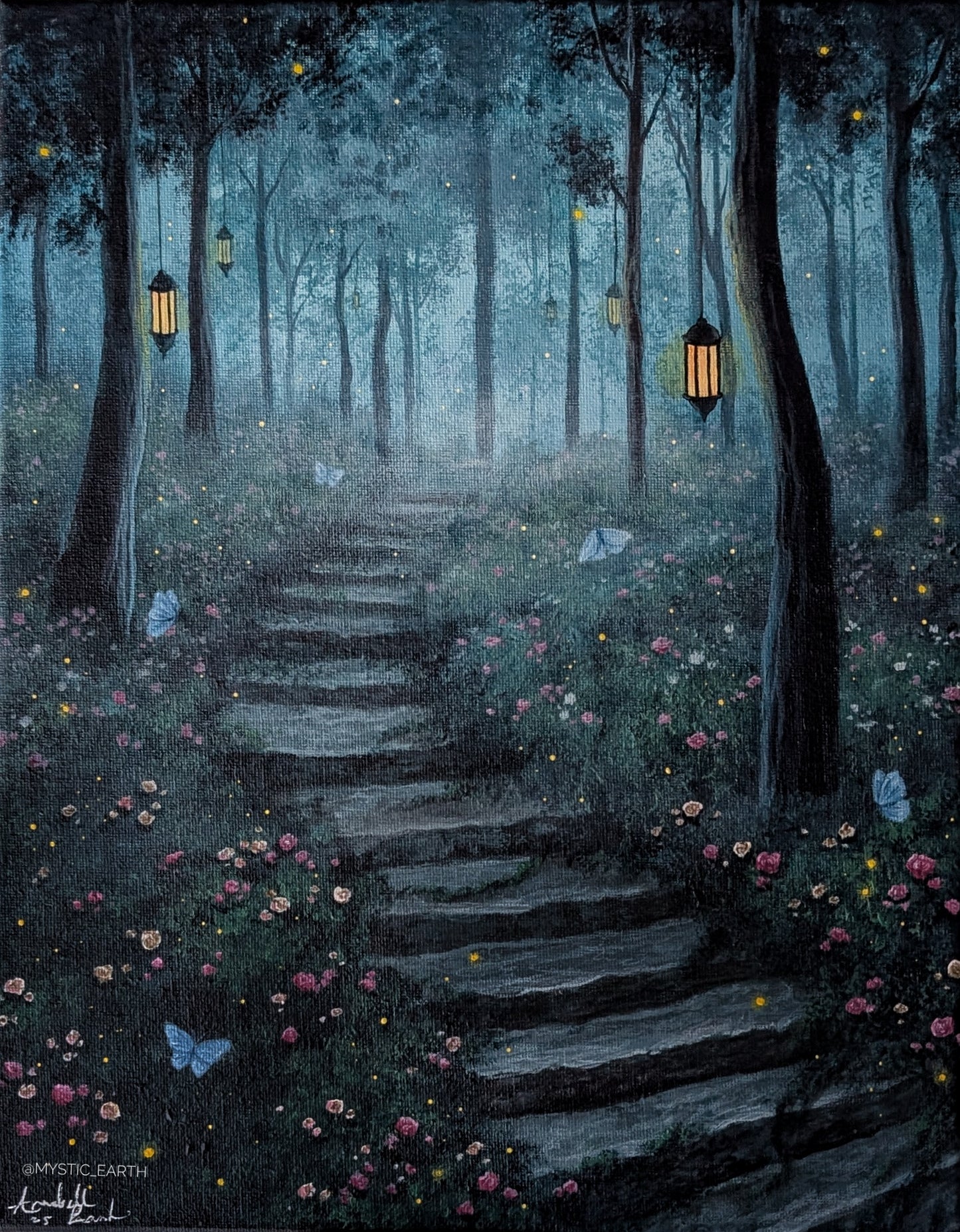 Butterfly Forest Painting (11" x 14")