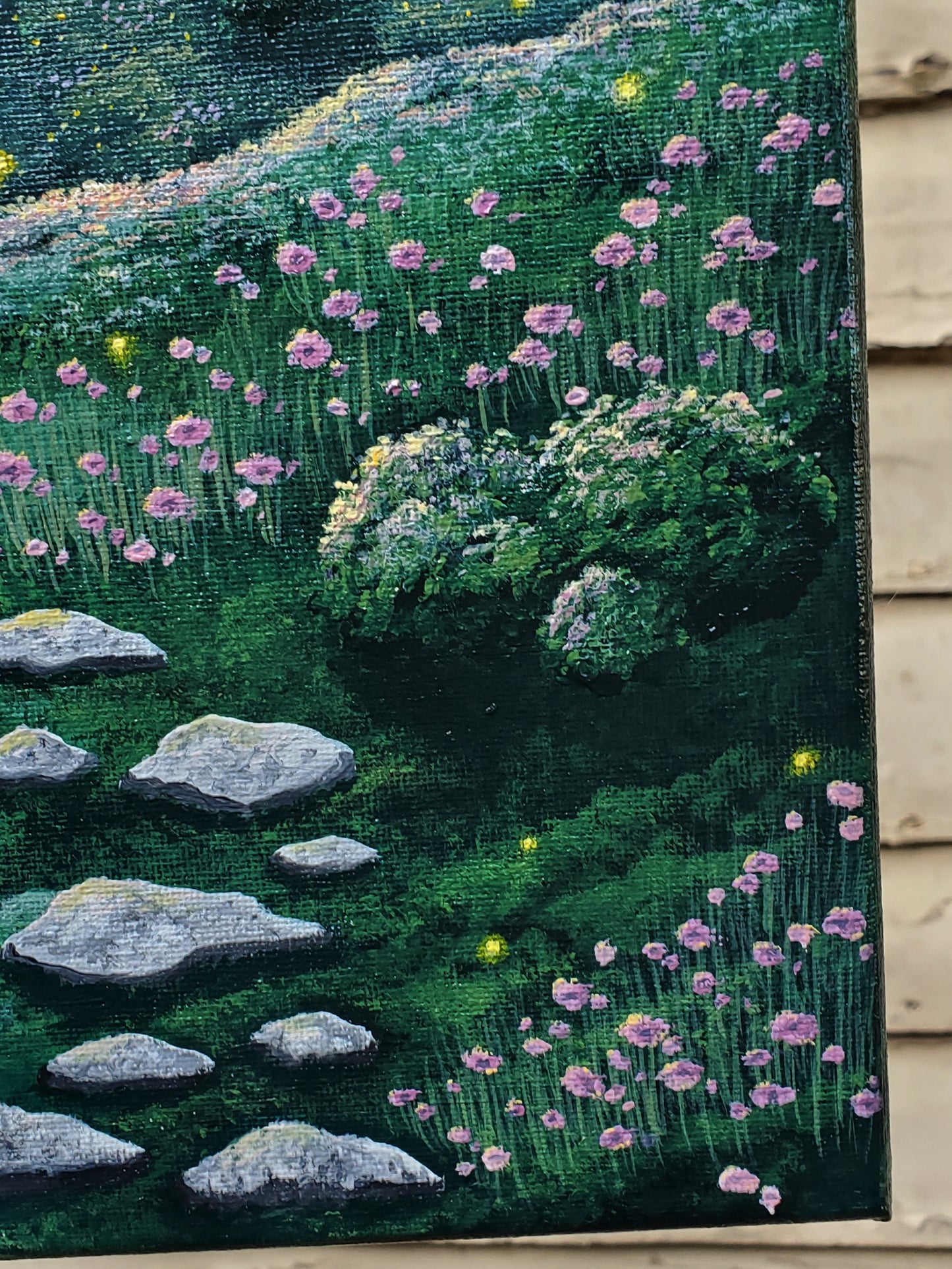 Flower close up with bushes