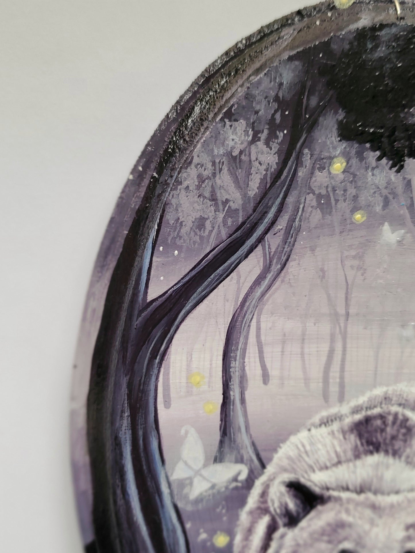 Bear Painting with Lepidolite Crystal