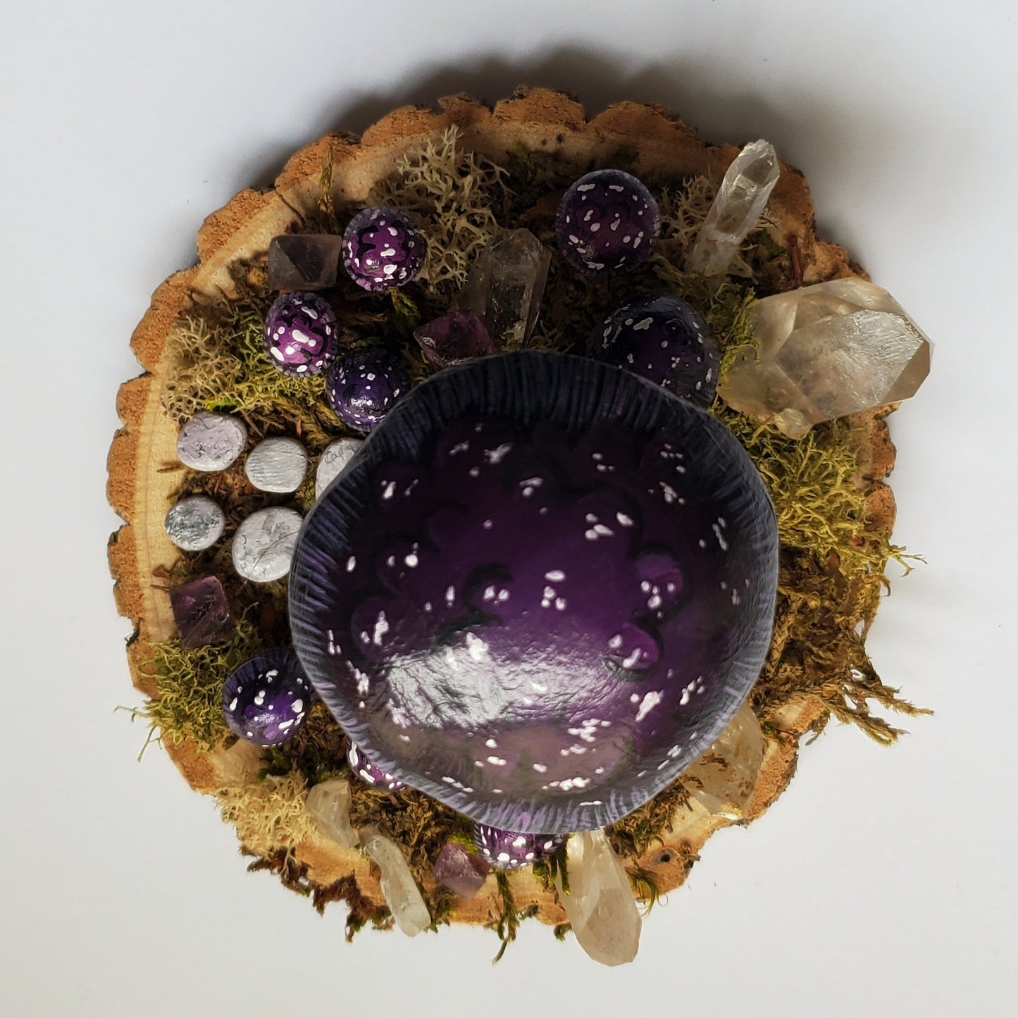 Purple Mushroom Cottage Sculpture (Large)