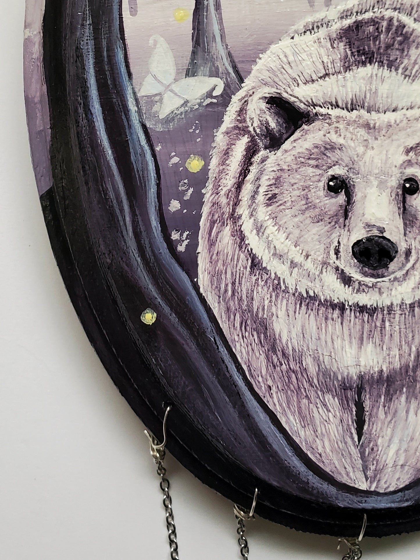 Bear Painting with Lepidolite Crystal