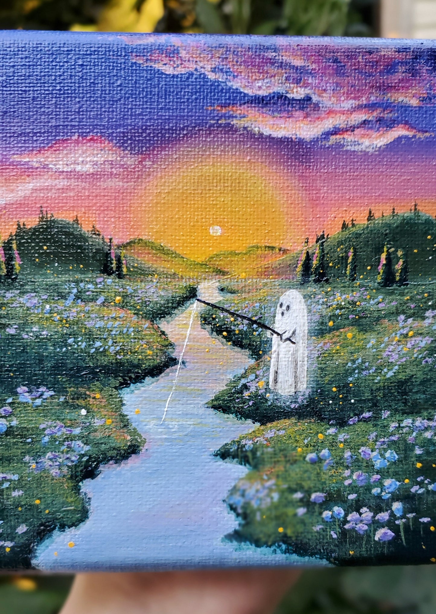 Fishing At Sunset Painting