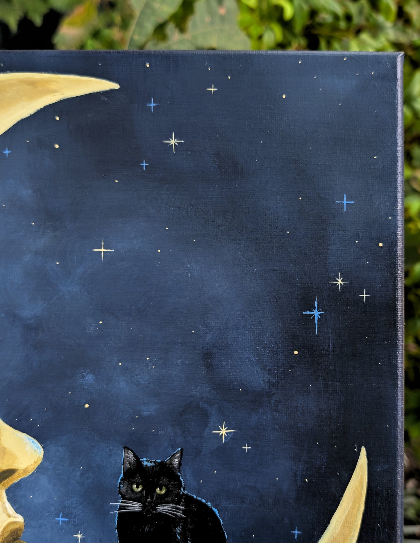 The Cat on the Moon 12"x12" Painting