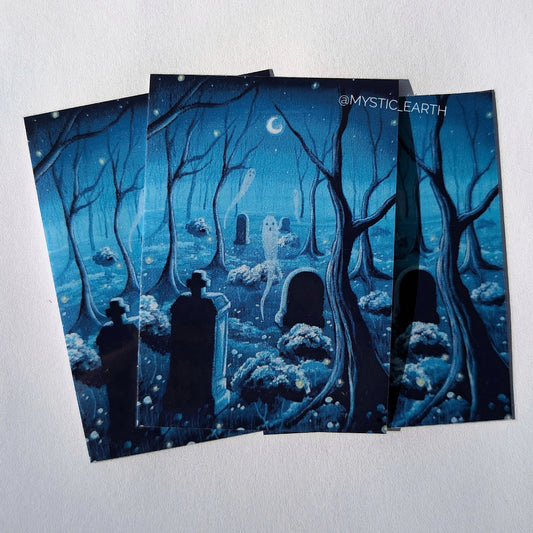 Ghost Cemetery Stickers 3"x2"