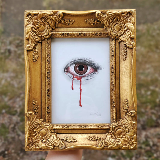 Bleeding Eye Drawing in Vintage Frame