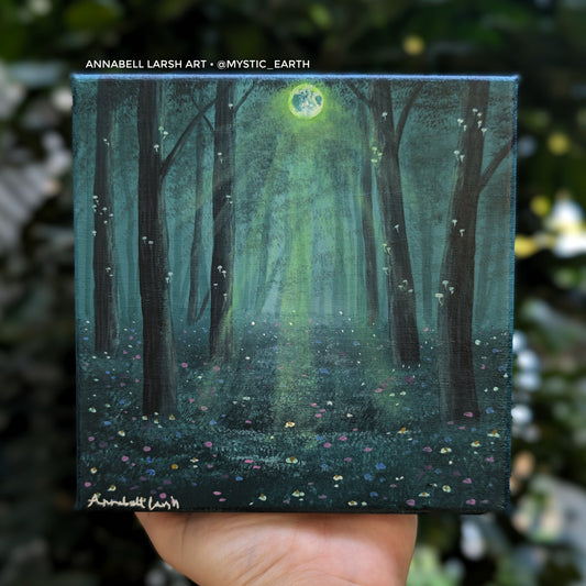 The Neon Moon 6"x6" Painting