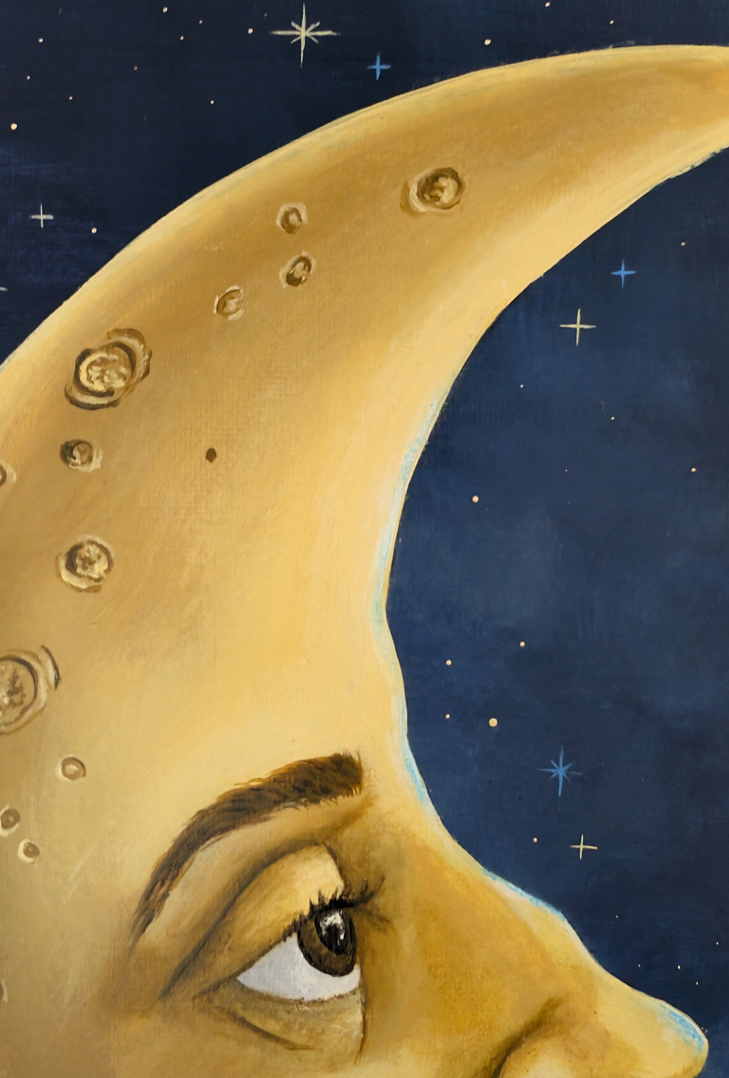 The Cat on the Moon 12"x12" Painting