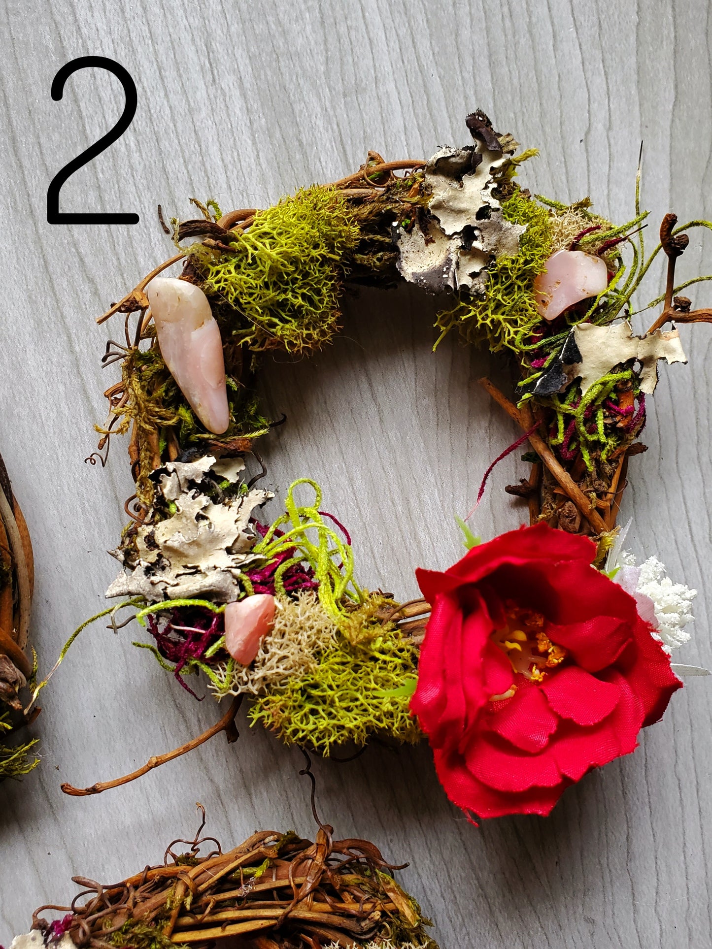 Red Floral Crystal Wreaths - Car Mirror or Wall Hanging