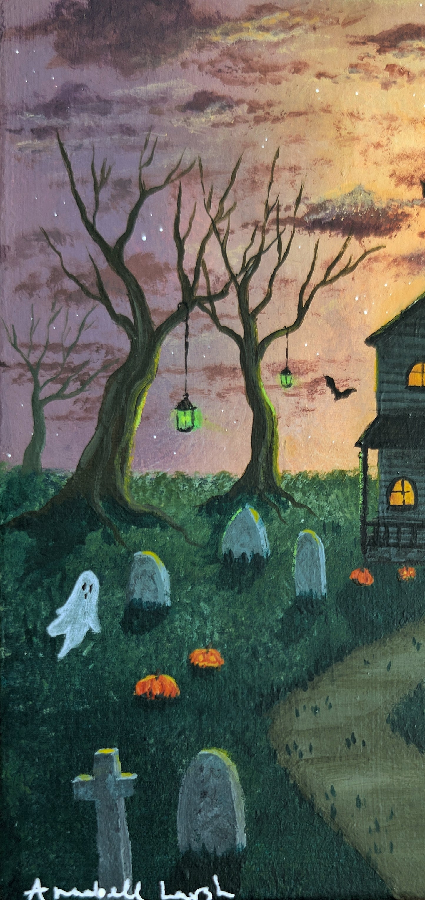 Halloween Haunting 6"x6" Painting