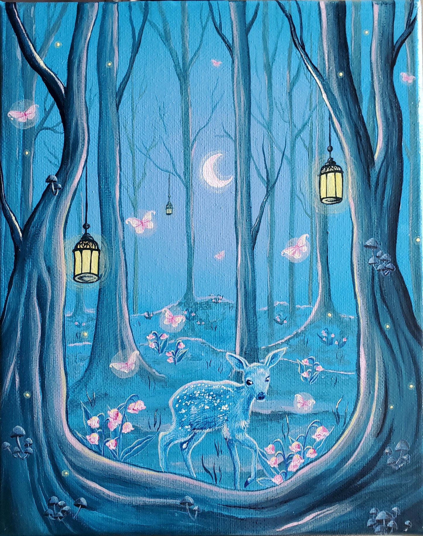Deer Fairy Forest Painting